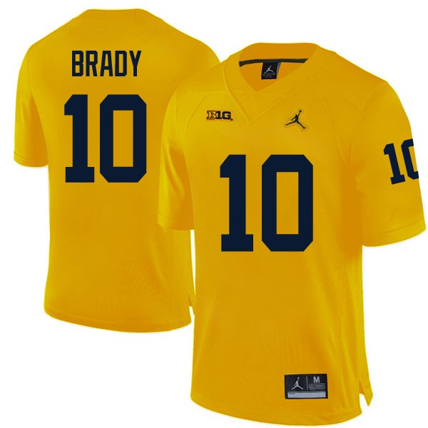 Men's NCAA Michigan Wolverines Tom Brady #10 Maize Brand Jordan Authentic Stitched Football College Jersey FS25Q06AE